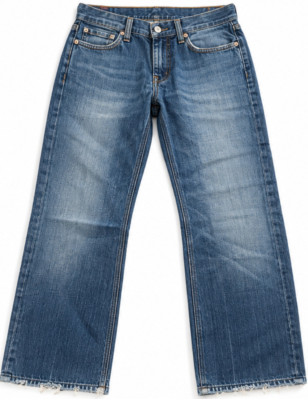 7 For All Mankind Men's Jeans Size 34 Blue Denim Straight Leg Distressed USA
